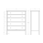 Andes 5 Drawer Tallboy - Ash - Paulas Home & Living