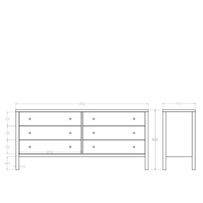 Andes 6 Drawer Lowboy Wide - Ash - Paulas Home & Living