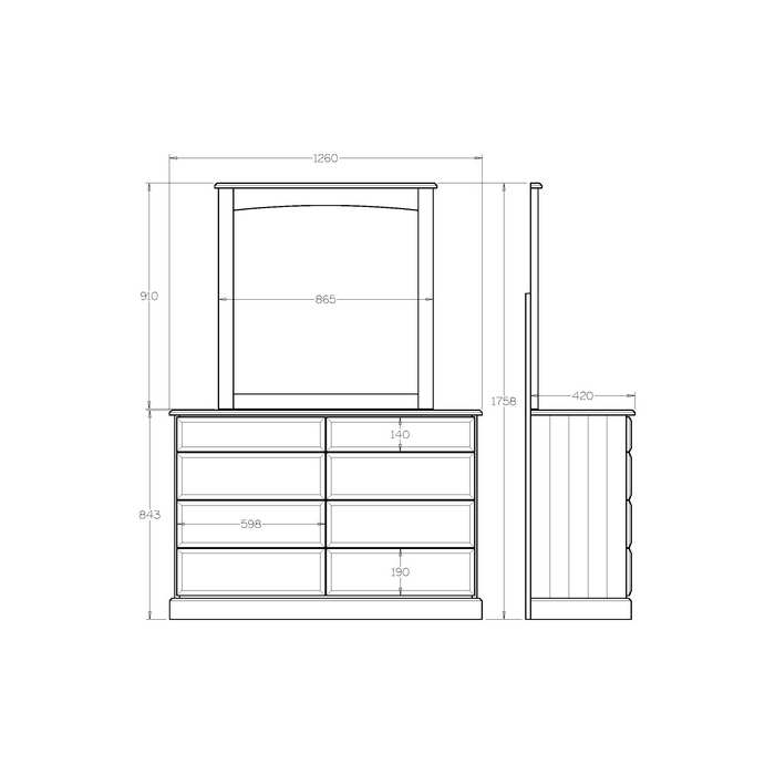 Andorra Dresser and Mirror 8 Drawer - Paulas Home & Living