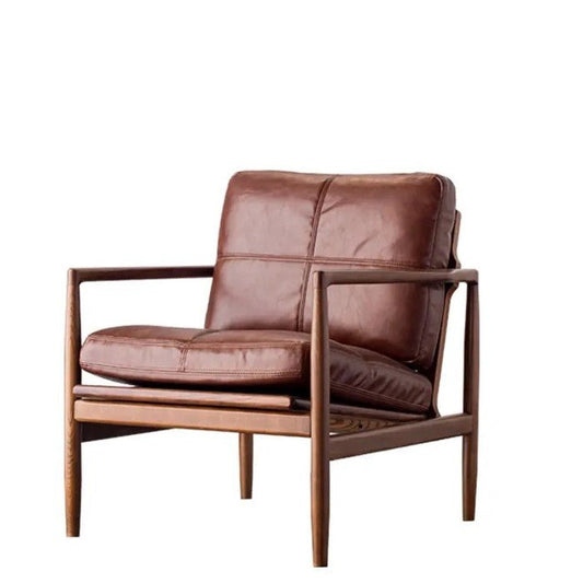 Bailey Leather Armchair - Saddle - Paulas Home & Living