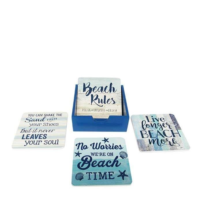 Beach Rules Coasters Set 4 - Paulas Home & Living