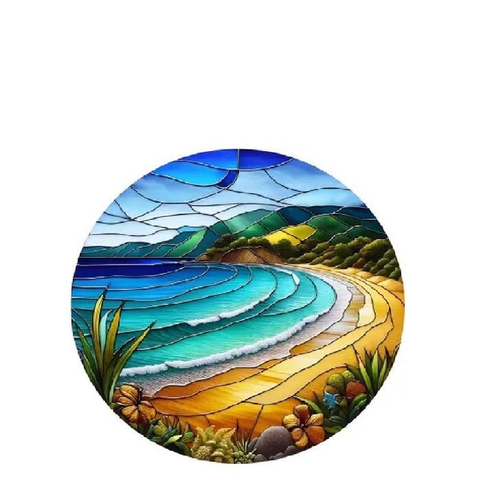 Beach Stained Glass Hanger 115dia - Paulas Home & Living