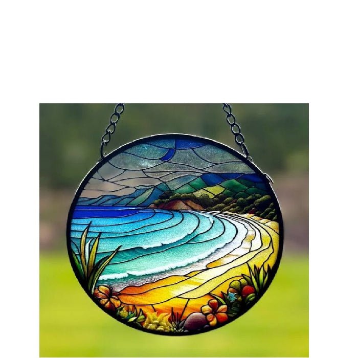 Beach Stained Glass Hanger 115dia - Paulas Home & Living
