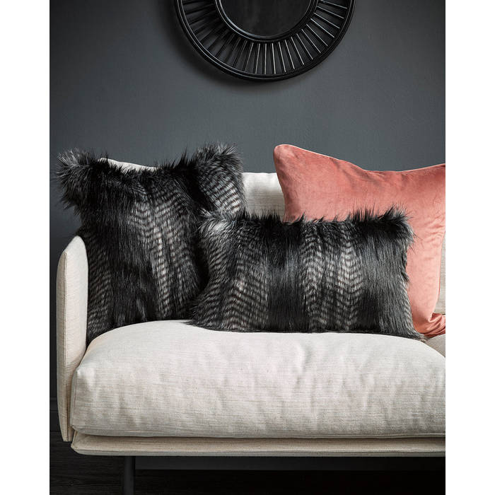 Black Coyote Cushion (Faux Fur) - Paulas Home & Living