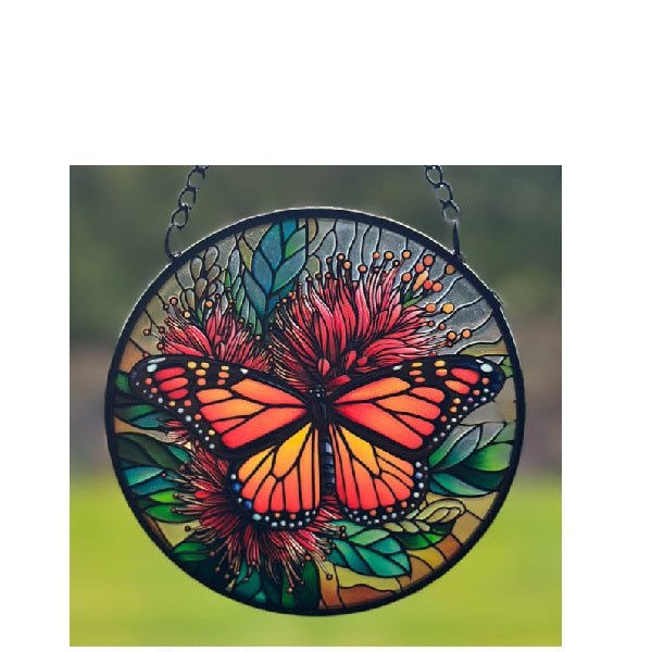 Butterfly Stained Glass Hanger 115dia - Paulas Home & Living