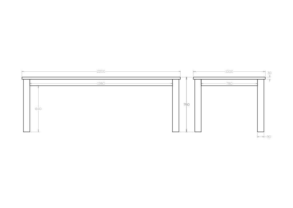 Charlton Dining Table - 2200w - Paulas Home & Living