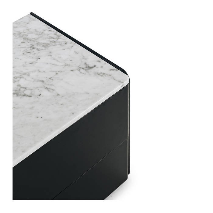 Cube Black 2 Drawer Bedside - Marble top - Paulas Home & Living