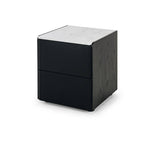 Cube Black 2 Drawer Bedside - Marble top - Paulas Home & Living