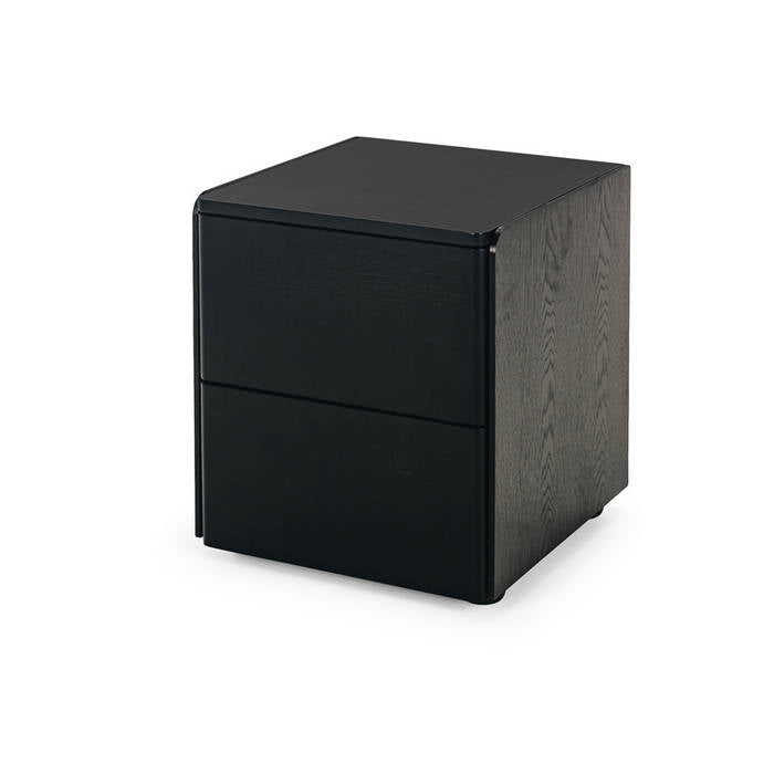 Cube Black 2 Drawer Bedside - Oak top - Paulas Home & Living