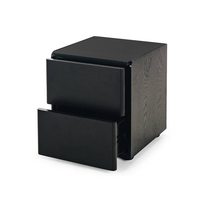 Cube Black 2 Drawer Bedside - Oak top - Paulas Home & Living