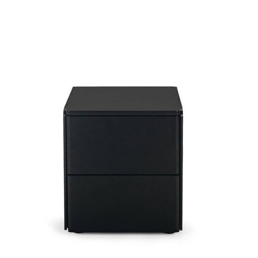 Cube Black 2 Drawer Bedside - Oak top - Paulas Home & Living