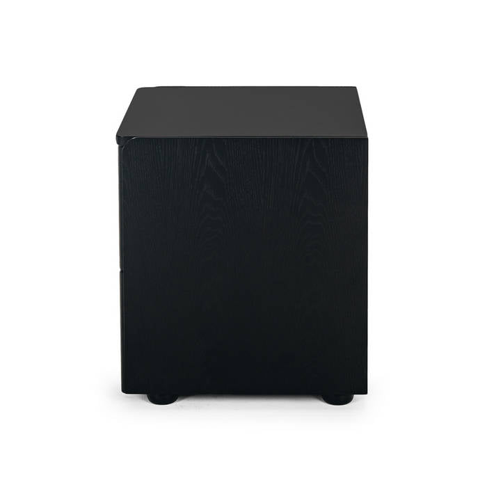 Cube Black 2 Drawer Bedside - Oak top - Paulas Home & Living