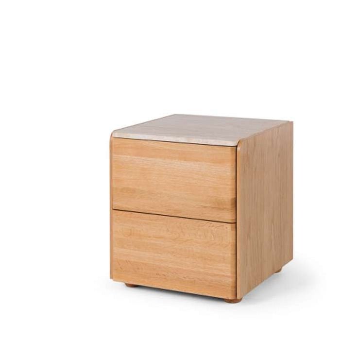 Cube Natural 2 Drawer Bedside - Travertine top - Paulas Home & Living