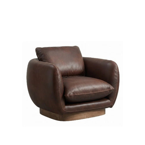 Cuppa Leather Swivel Armchair - Bull Cigar & Brushed Smoke - Paulas Home & Living