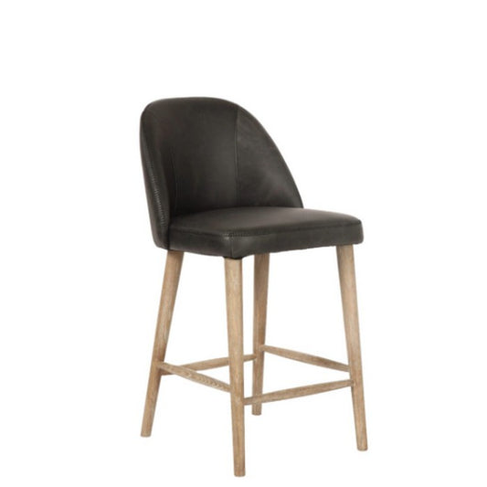 Dupont Low Bar Stool – Vintage Black leather