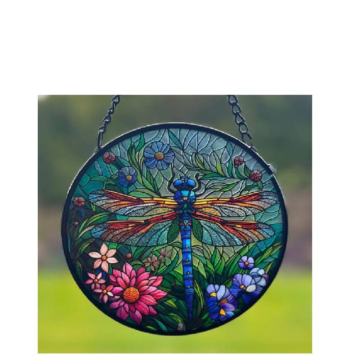 Dragonfly Stained Glass Hanger 115dia - Paulas Home & Living