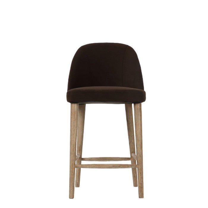 Dupont Low Bar Stool – Dark Brown Velvet - 665SH - Paulas Home & Living