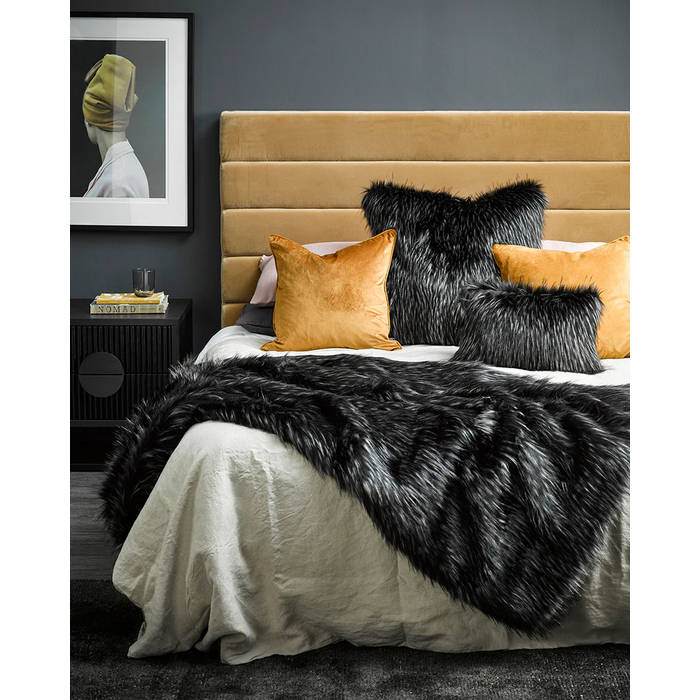 Ebony Plume Cushion (Faux Fur) - Paulas Home & Living