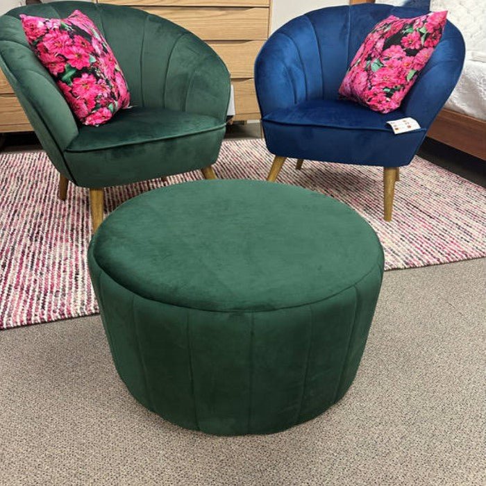 Emma Ottoman - Green Velvet - Paulas Home & Living