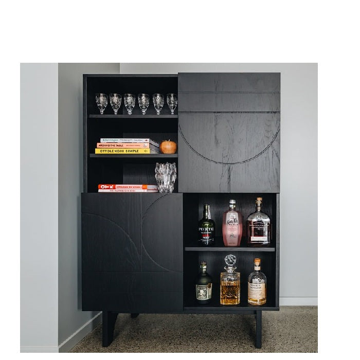 Etch Display Highboard (Black Oak) - Paulas Home & Living