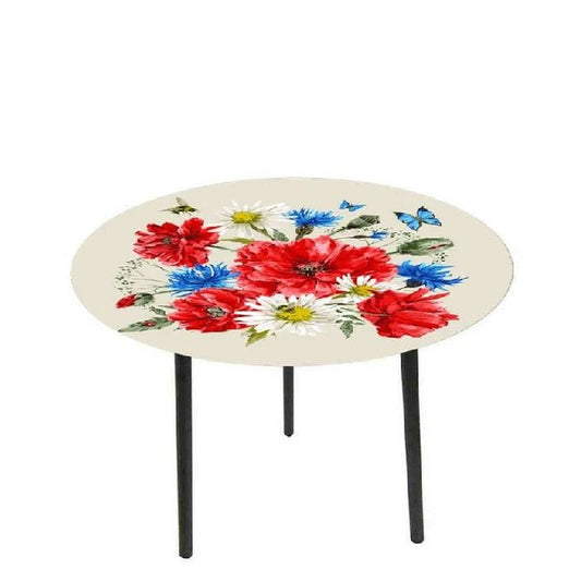 Floral Glass Side Table - Paulas Home & Living