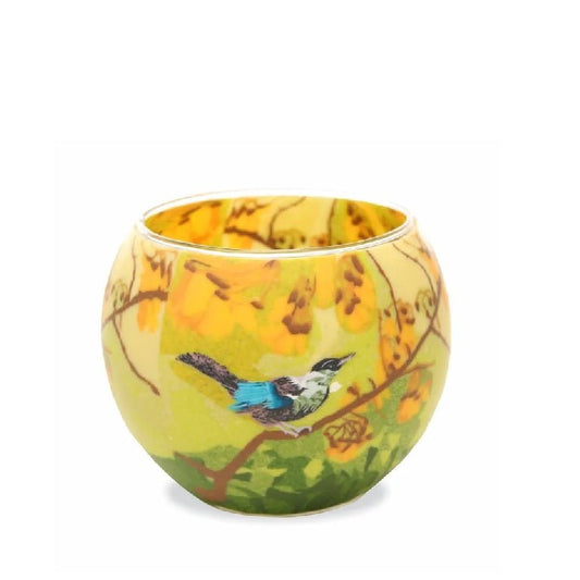 Glass Tealight Holder - Kowhai Tui - Paulas Home & Living