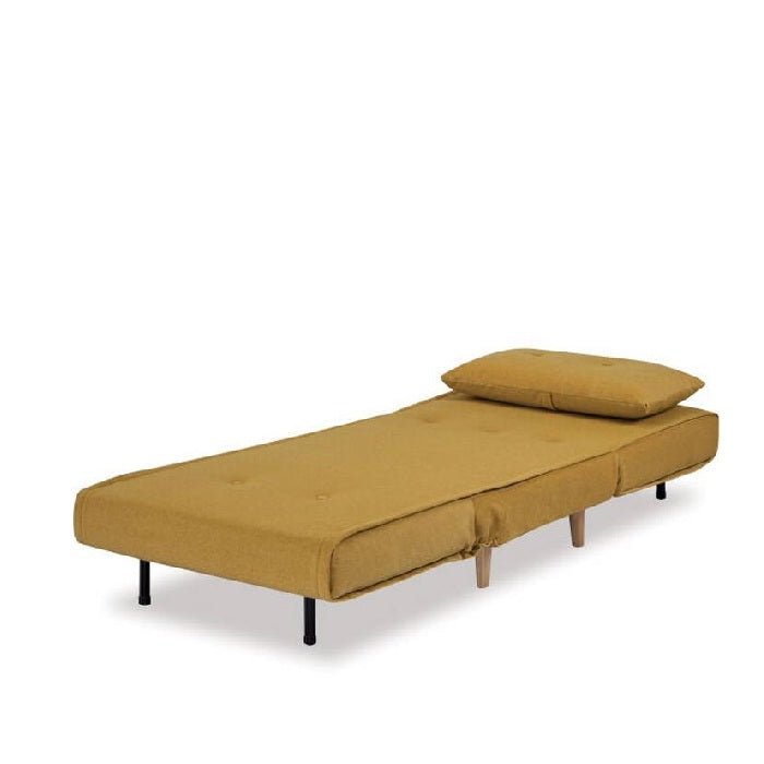 Haru 1 Seater Sofa Bed - Mohair Orange or Mustard - Paulas Home & Living