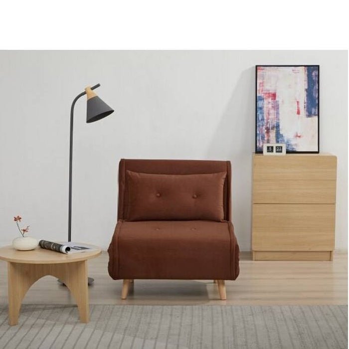 Haru 1 Seater Sofa Bed - Mohair Orange or Mustard - Paulas Home & Living