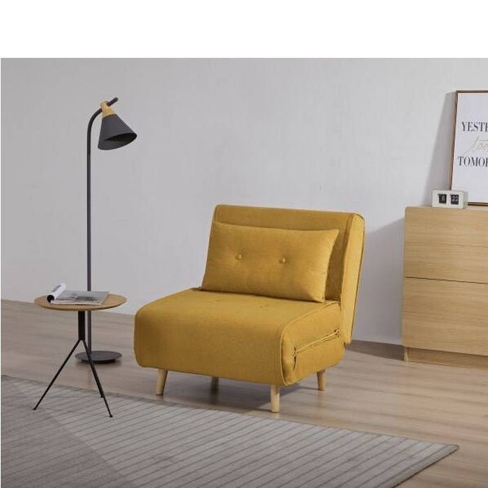 Haru 1 Seater Sofa Bed - Mohair Orange or Mustard - Paulas Home & Living