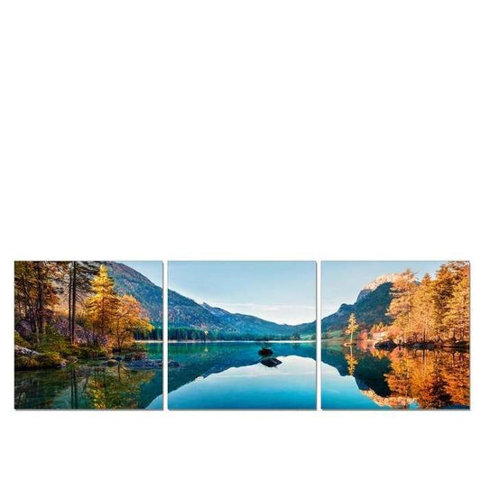 Hintersee Lake 3pc 2400w x 800 Perspex Wall Art - Paulas Home & Living