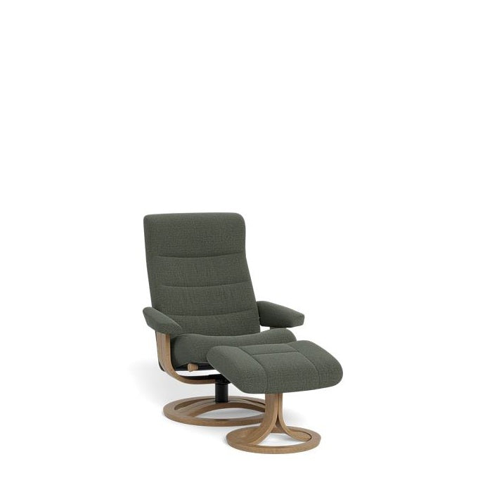 La-Z-Boy Tampa Oak Swivel Recliner + Footstool in Fabric - Paulas Home & Living