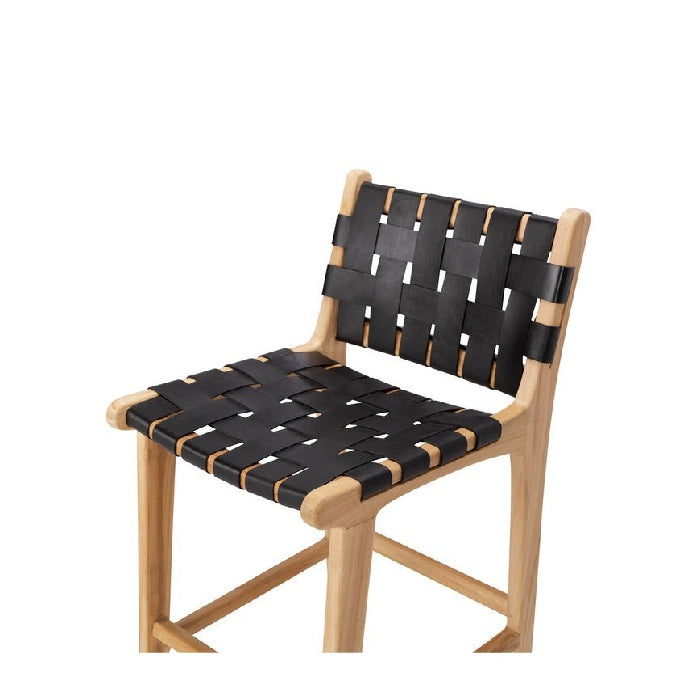 Indo Barstool High Back 650SH - Woven leather