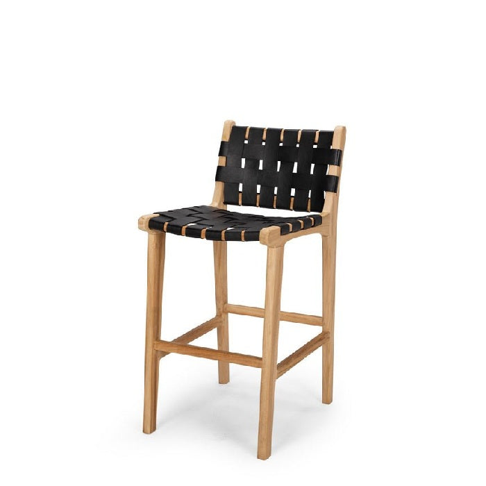 Indo Barstool High Back 650SH - Woven leather