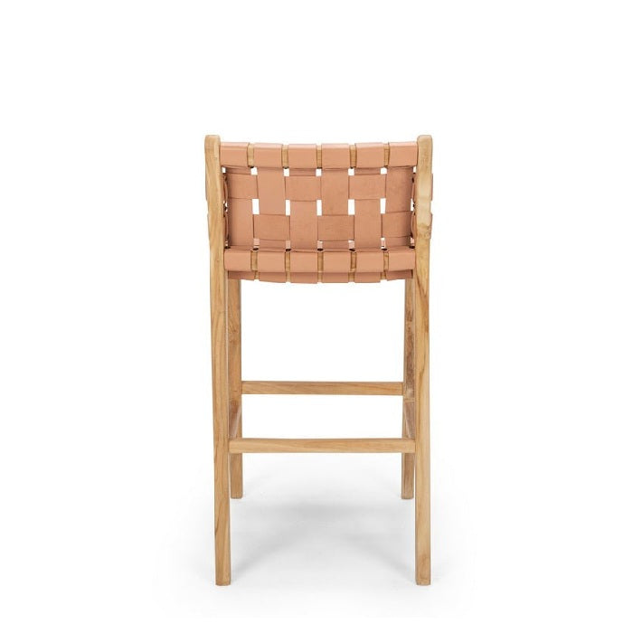 Indo Barstool High Back 650SH - Woven leather