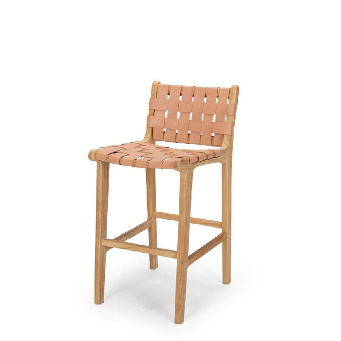 Indo Barstool High Back 650SH - Woven leather