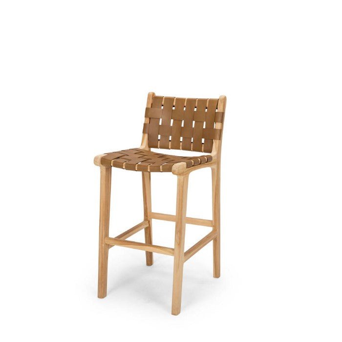 Indo Barstool High Back - Woven - Saddle - Paulas Home & Living