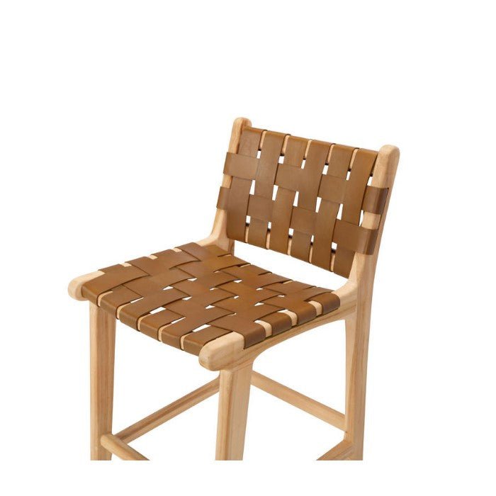 Indo Barstool High Back - Woven - Saddle - Paulas Home & Living