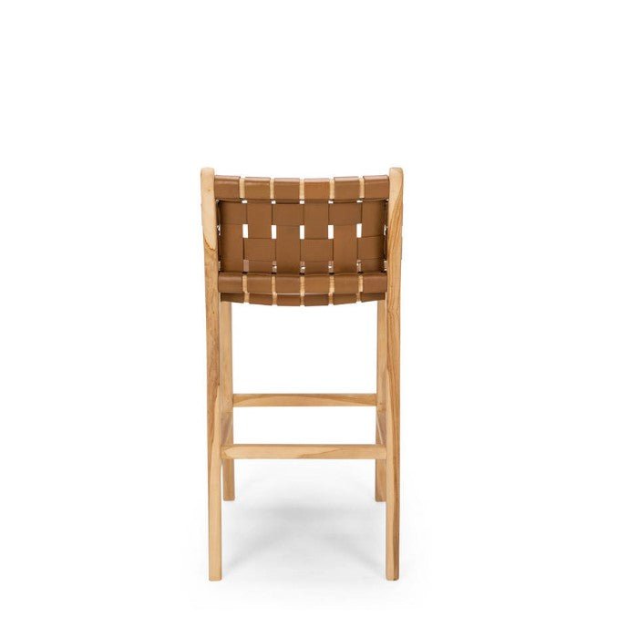 Indo Barstool High Back - Woven - Saddle - Paulas Home & Living