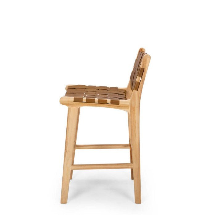 Indo Barstool High Back - Woven - Saddle - Paulas Home & Living