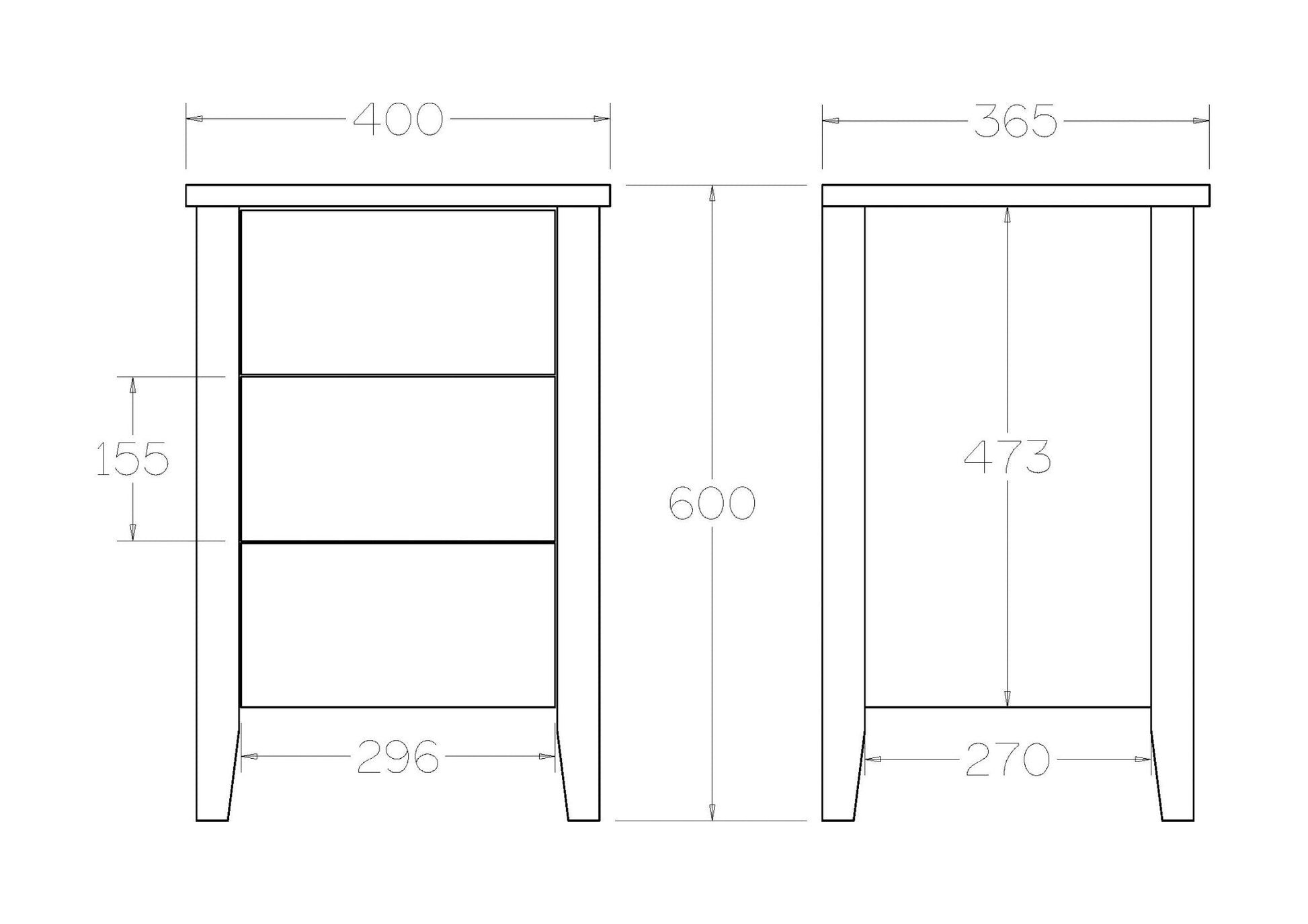 Ivydale Bedside 3 Drawer Slim - Ash - Paulas Home & Living