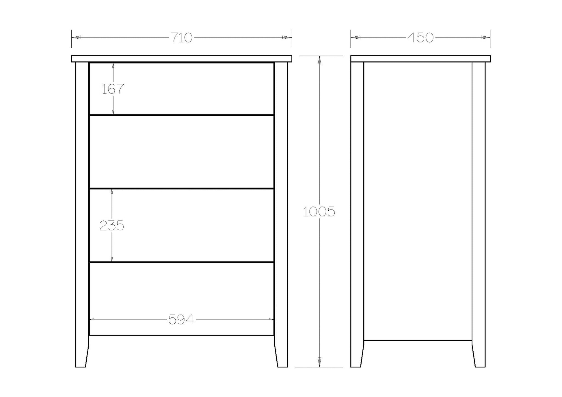 Ivydale Slimboy 4 Drawer - Ash - Paulas Home & Living