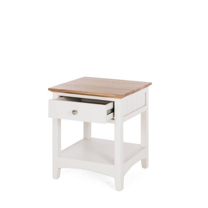 Jessica Bedside 1 Drawer - Oak Top - Paulas Home & Living