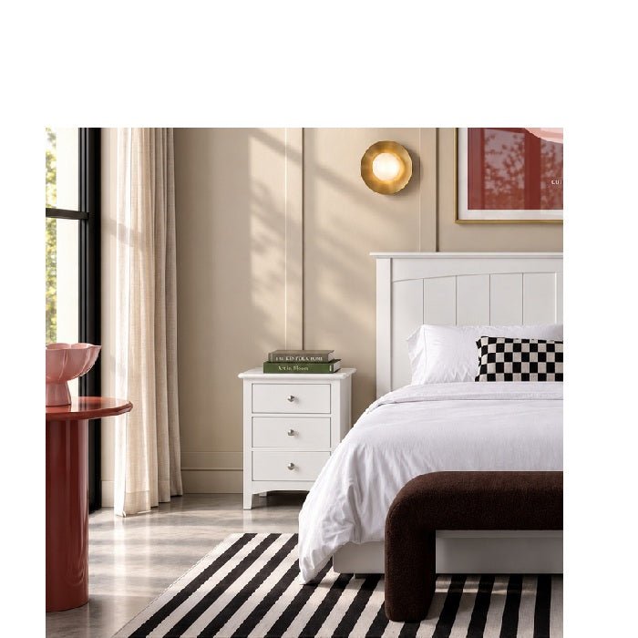 Jessica Bedside 3 Drawer - All White or Oak Top - Paulas Home & Living