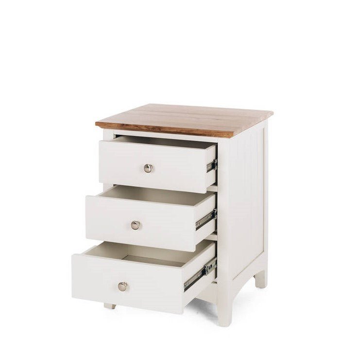 Jessica Bedside 3 Drawer - Oak Top - Paulas Home & Living