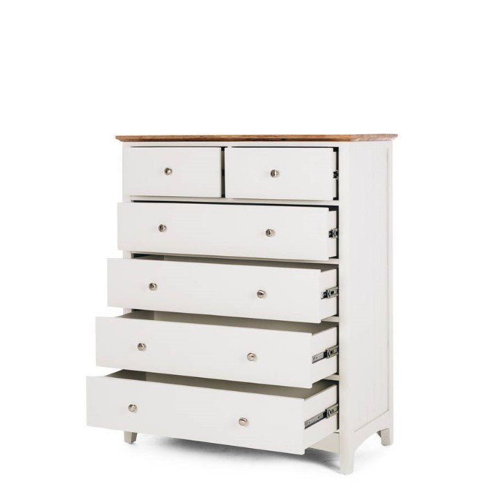 Jessica Chest 6 Drawer - Oak Top - Paulas Home & Living