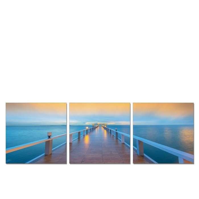 Jetty Dusk 3pc 2400w x 800h Perspex Wall Art - Paulas Home & Living