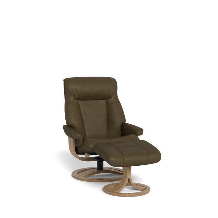 La - Z - Boy Atlanta Recliner + Footstool in Premium Aurora Leather - Paulas Home & Living
