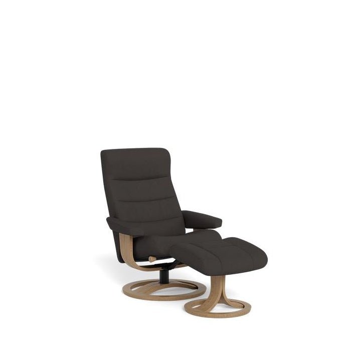 La - Z - Boy Tampa Oak Swivel Recliner + Footstool in Essenza Leather - Paulas Home & Living