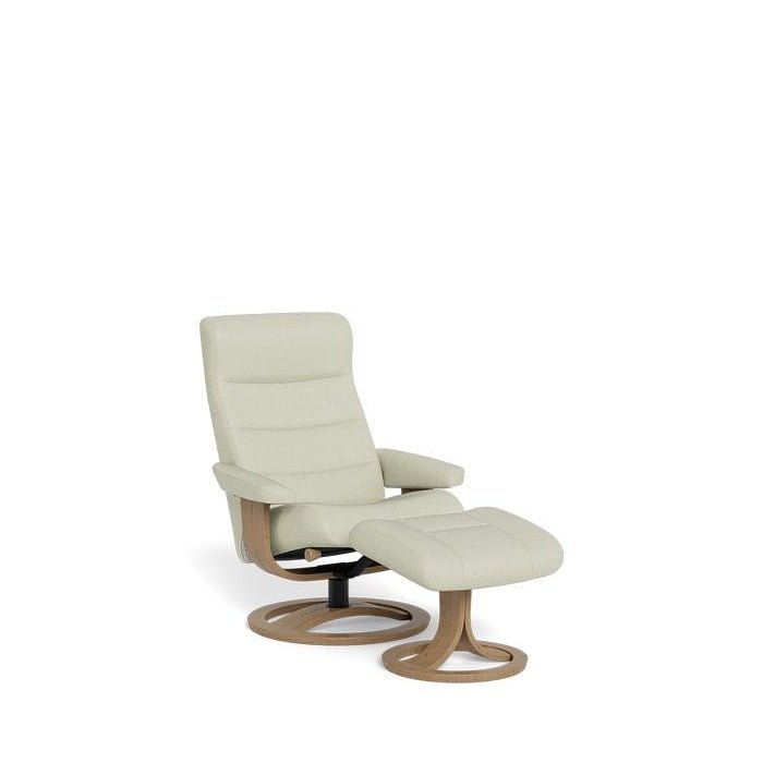 La - Z - Boy Tampa Oak Swivel Recliner + Footstool in Essenza Leather - Paulas Home & Living