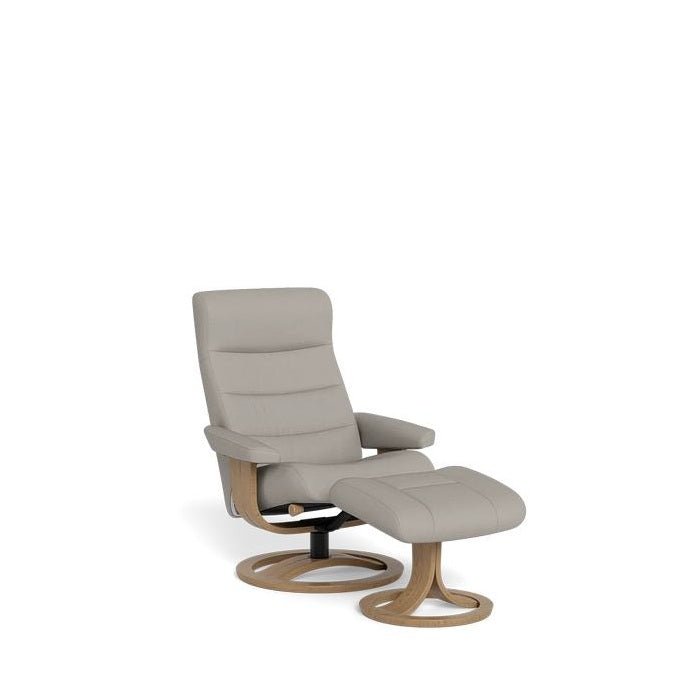 La - Z - Boy Tampa Oak Swivel Recliner + Footstool in Essenza Leather - Paulas Home & Living
